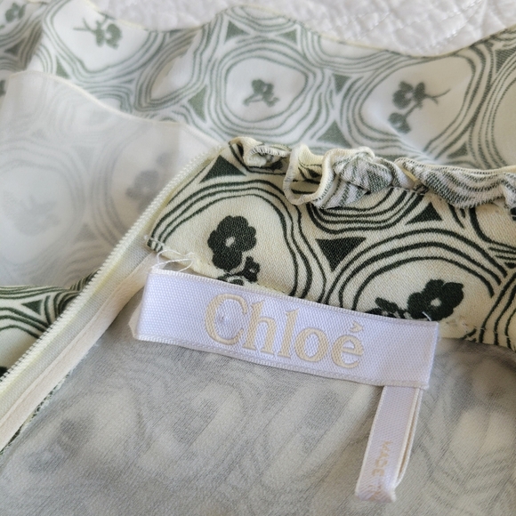 Chloe Pintucked Crepe Psychedelic Flower Print Shift Dress Size 42 - Picture 11 of 13